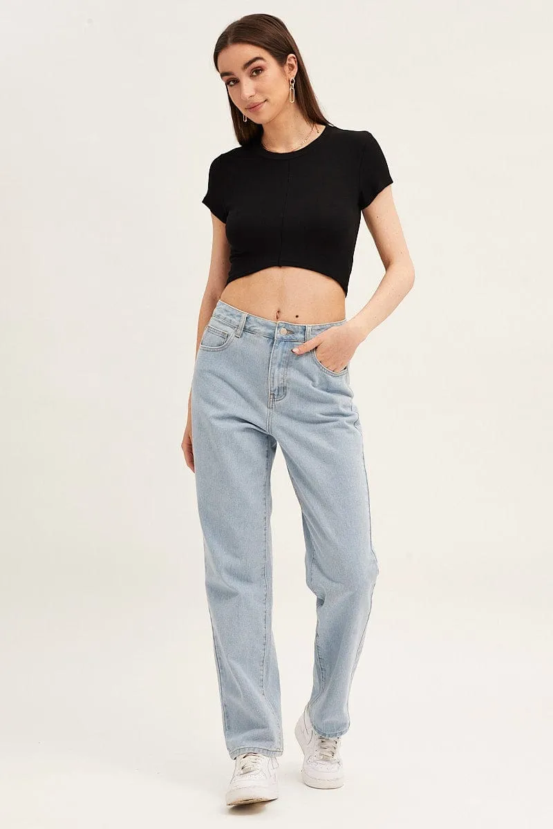 Black T Shirt Short Sleeve Crew Neck