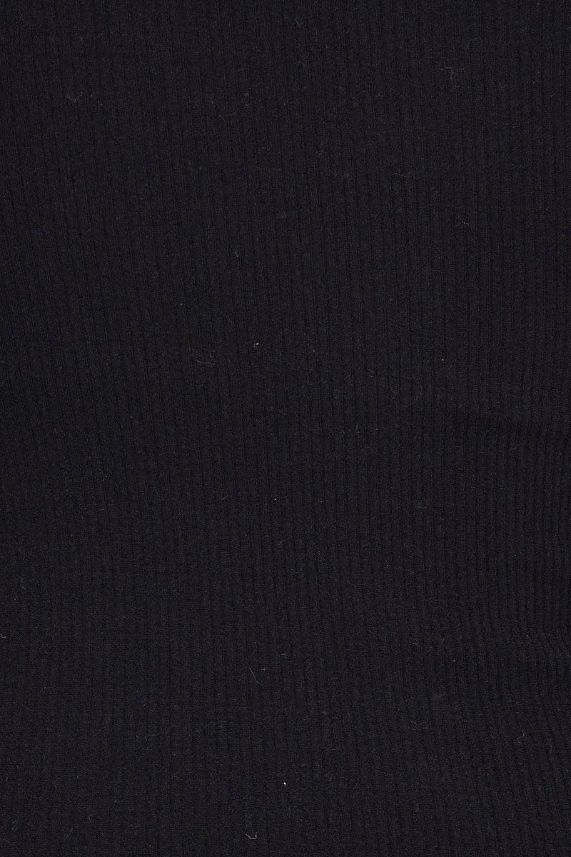 Black Tank Top Round Neck Seamless