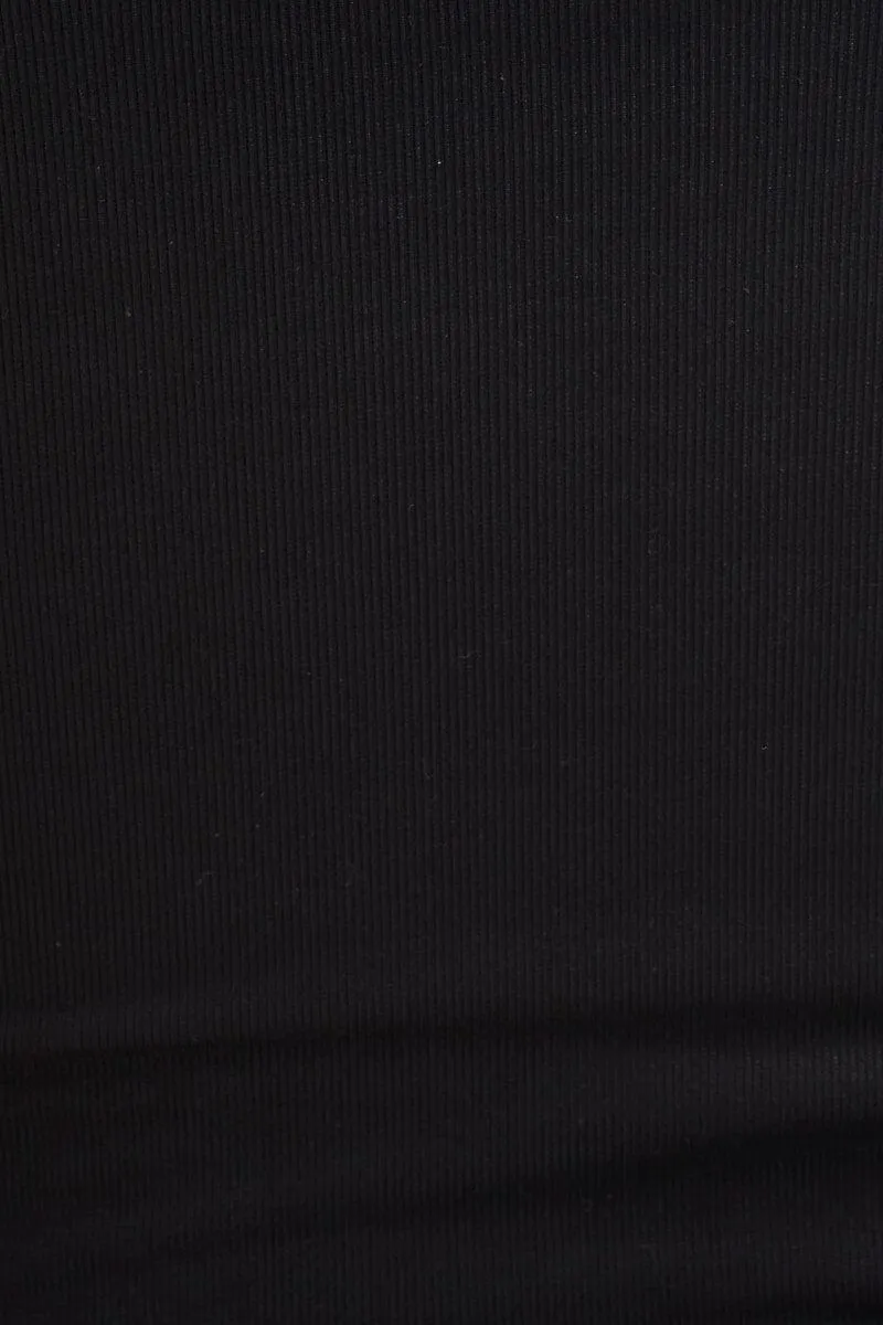 Black Top Long Sleeve Gathered Bust