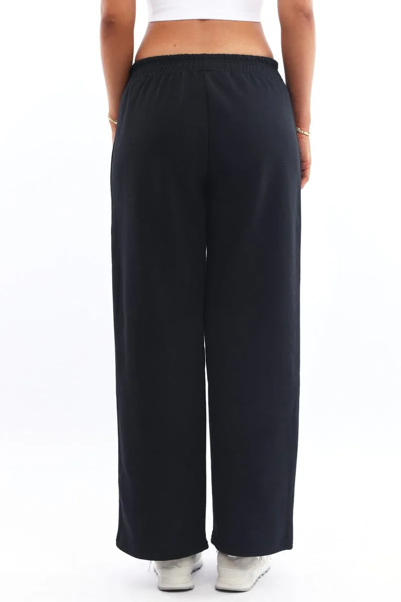 Black Track Pants Wide Leg