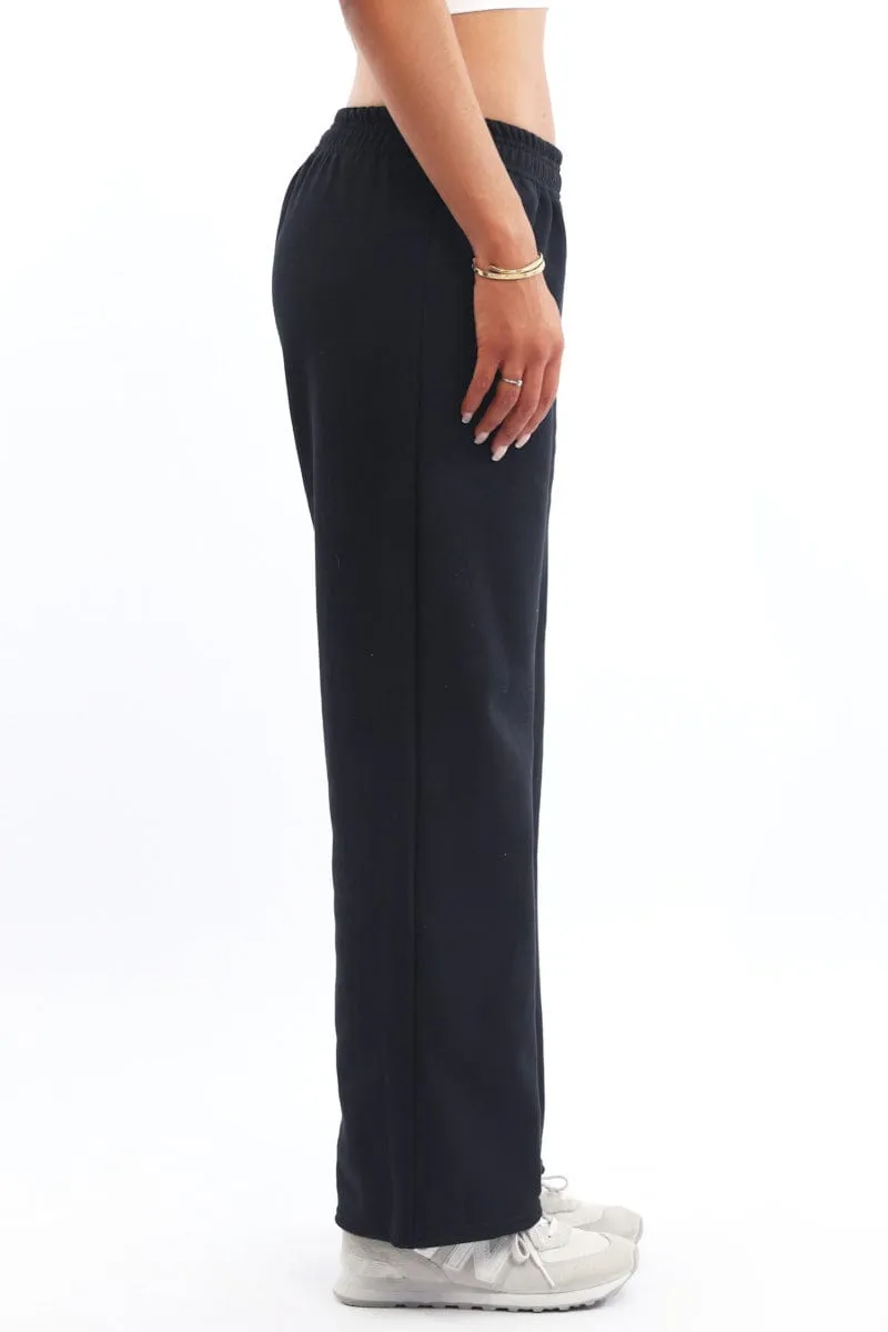 Black Track Pants Wide Leg