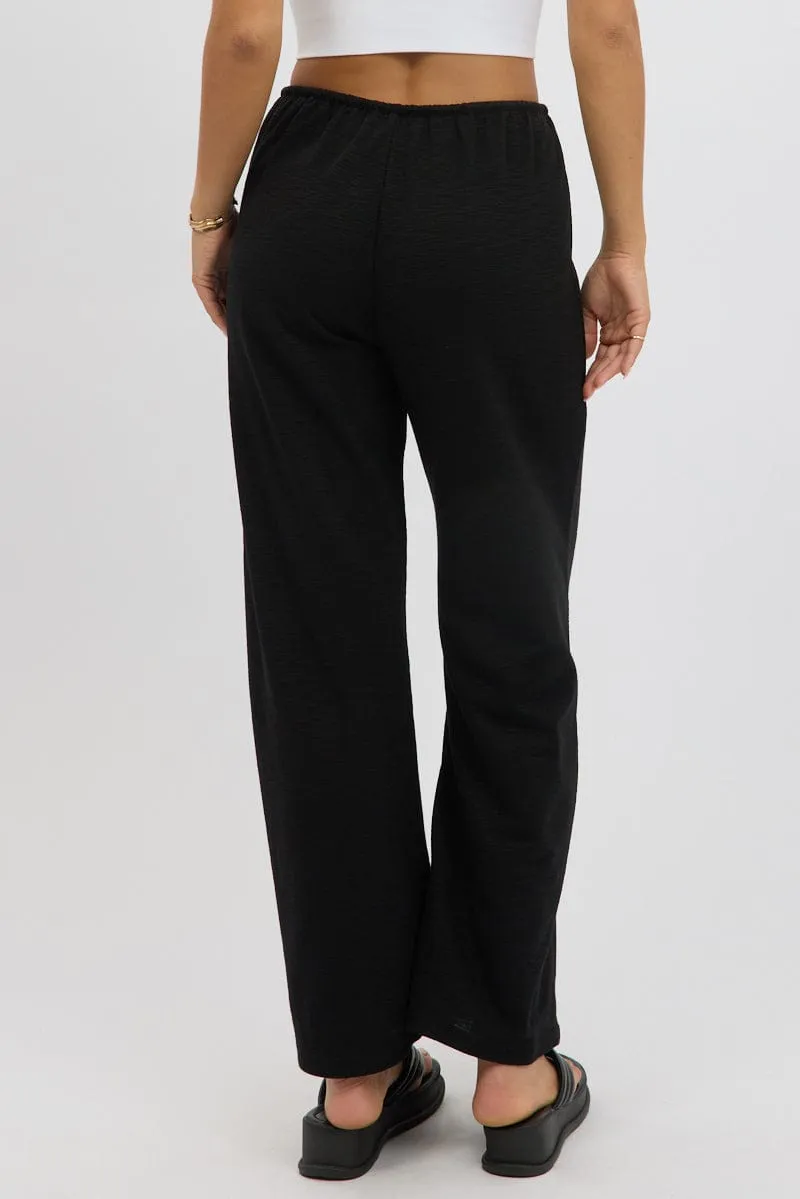 Black Wide Leg Pants Low Rise