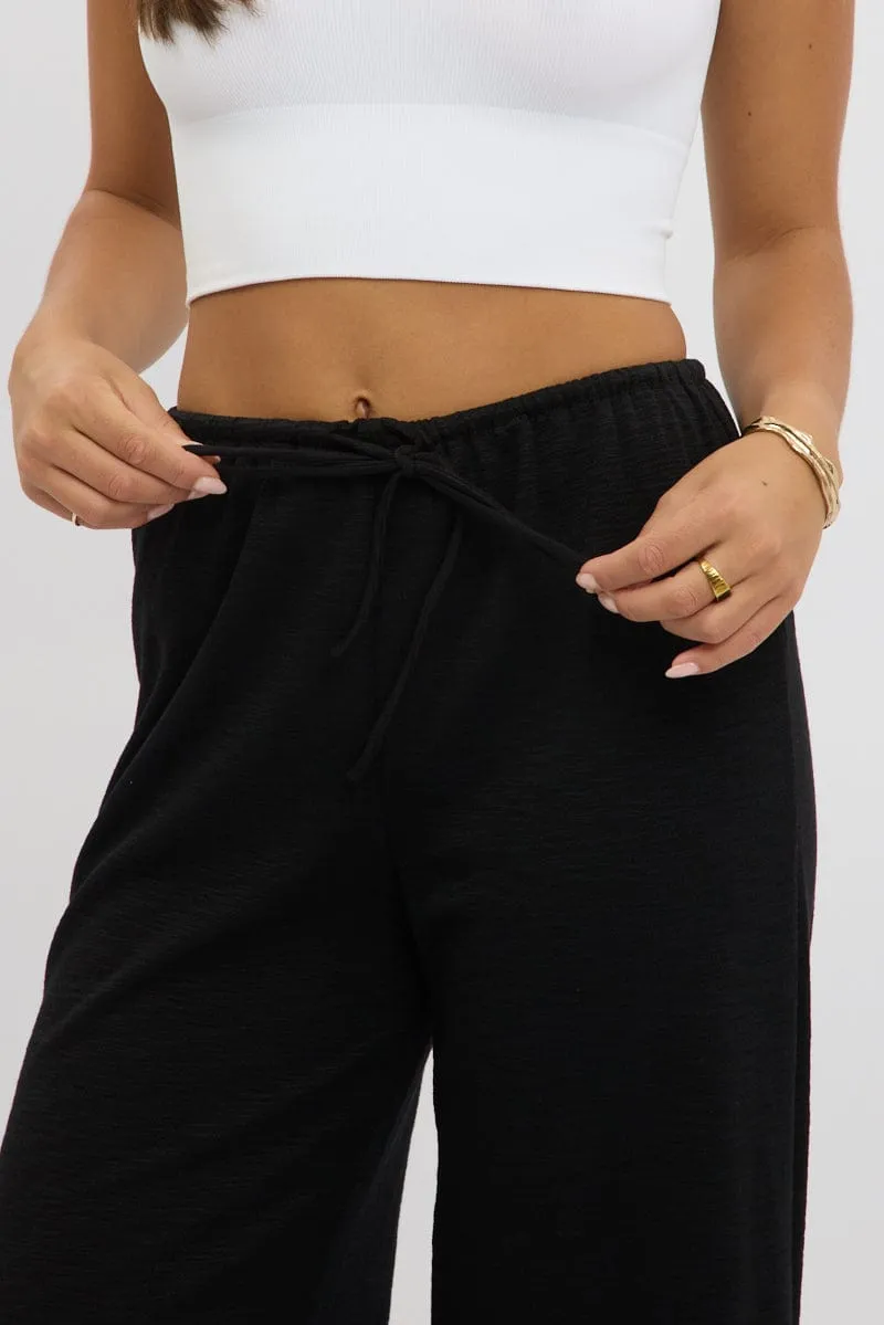 Black Wide Leg Pants Low Rise