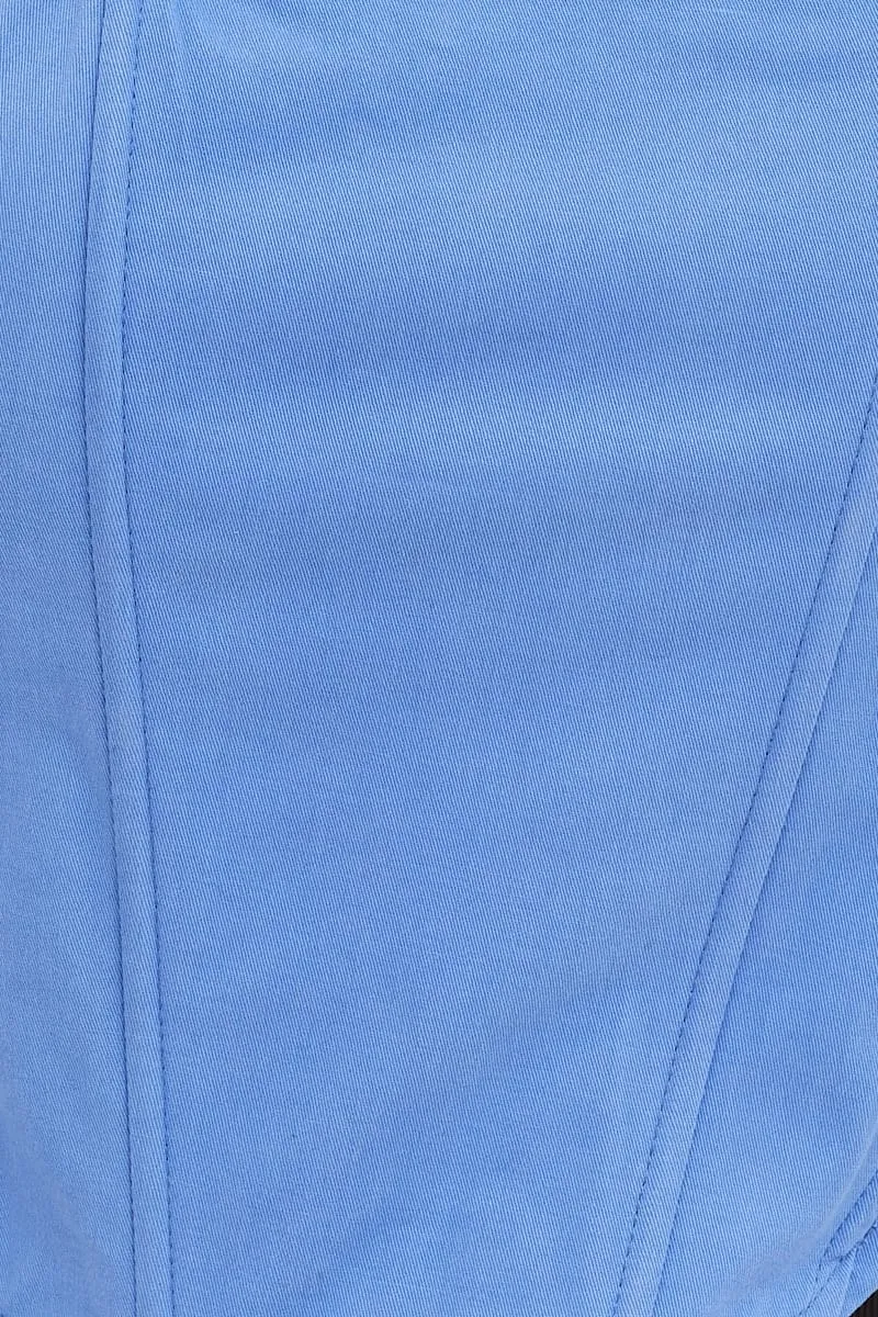 Blue Corset Top Sleeveless Crop