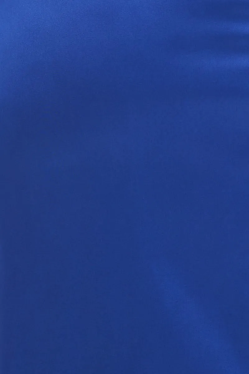Blue Cowl Neck Party Midi Dress