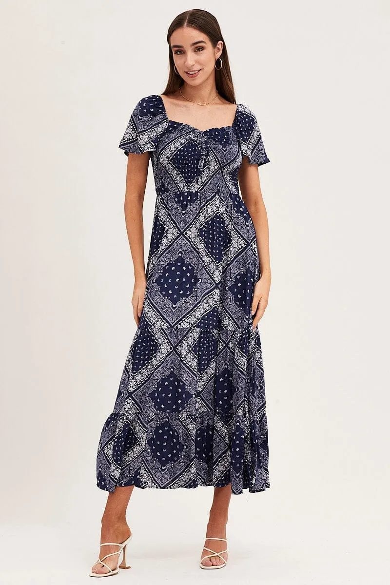 Boho Print Midi Dress