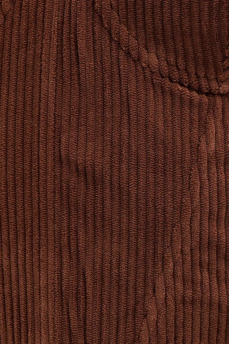 Brown Corset Top Sleeveless Crop Corduroy