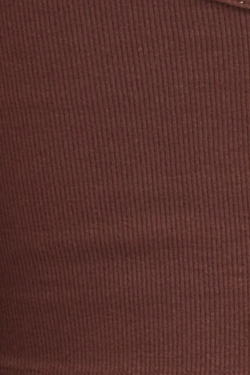 Brown Tank Rib Notch Cropped Rib