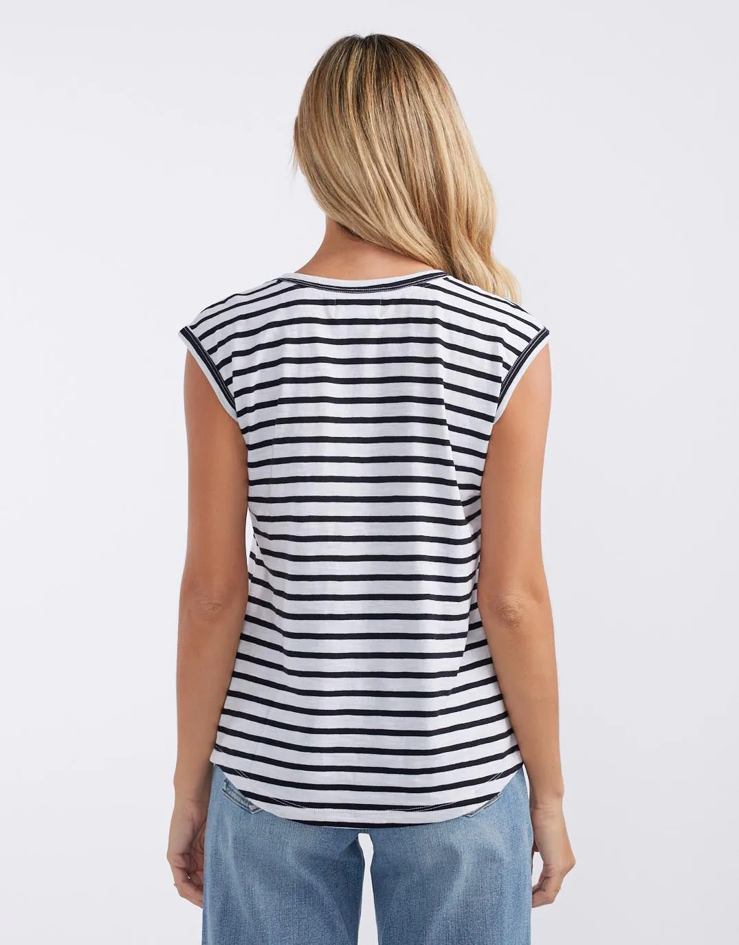 Cali Scoop Tank - White/Black Stripe