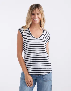 Cali Scoop Tank - White/Black Stripe