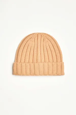 Cashmere Wool Rib Beanie Hat