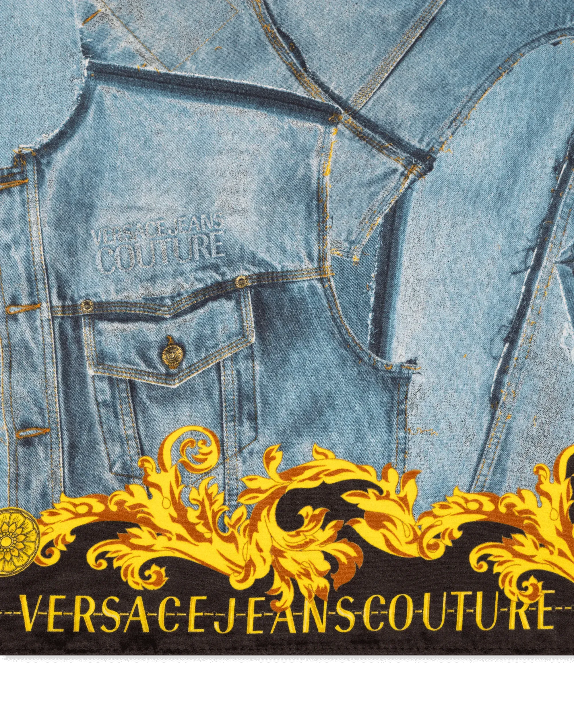 Denim Patchwork Silk Foulard