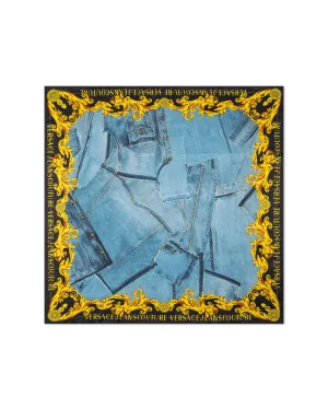 Denim Patchwork Silk Foulard