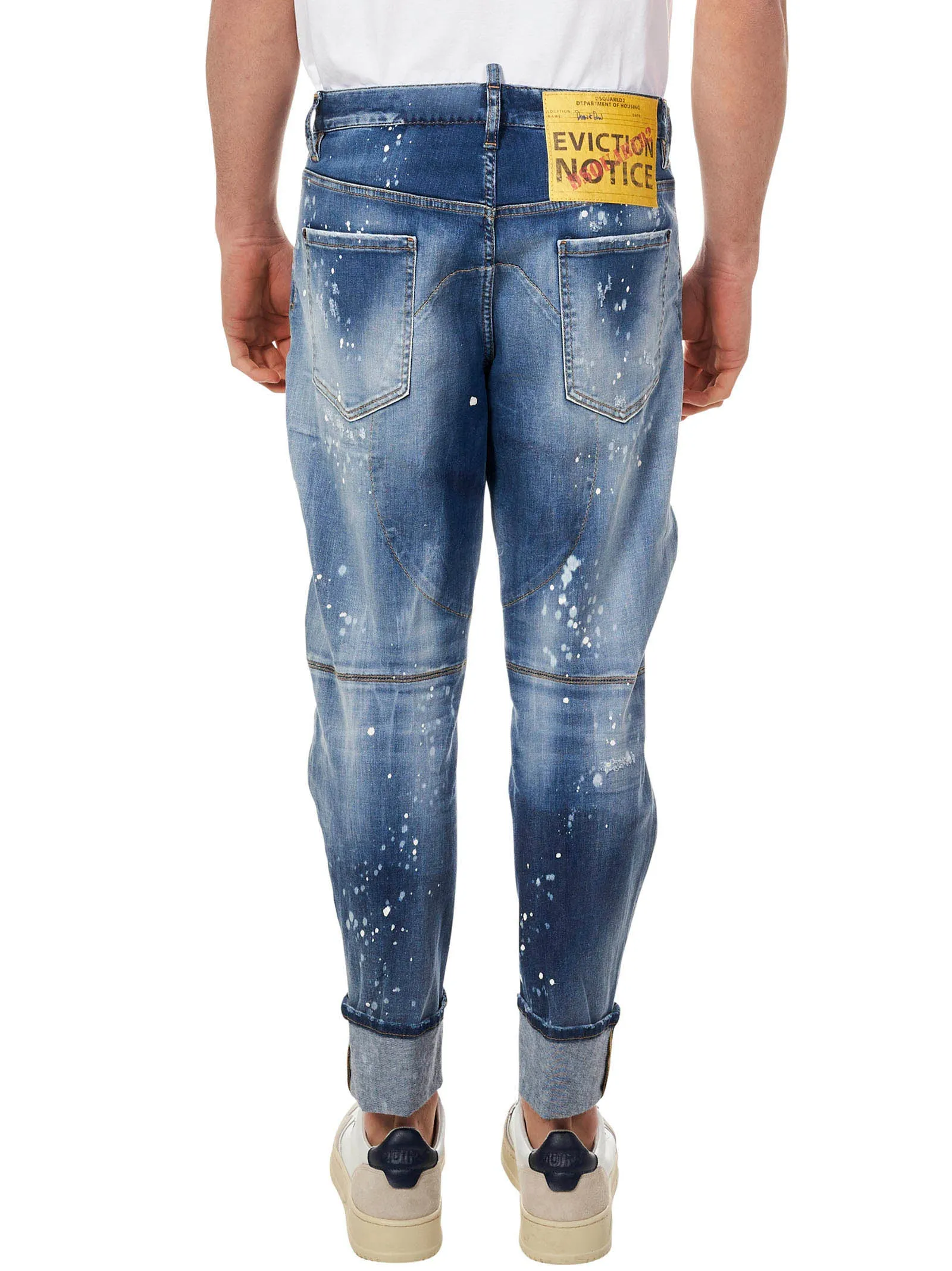 Dsquared2 Faded Effect Logo Patch Cropped Jeans