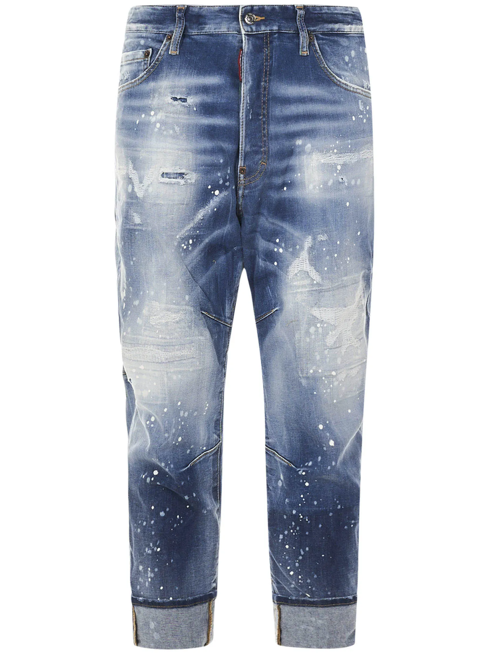 Dsquared2 Faded Effect Logo Patch Cropped Jeans