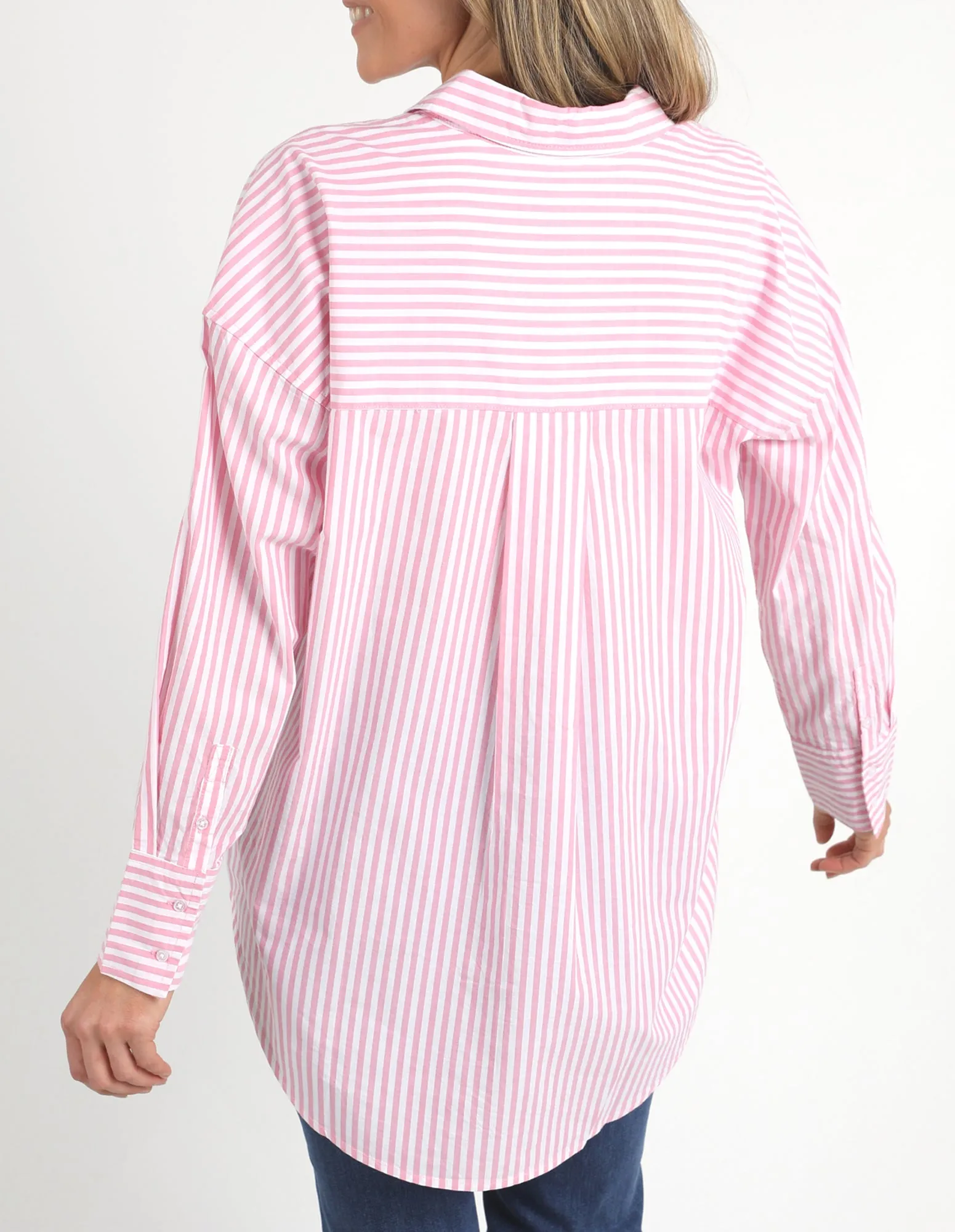 Elm Delia Stripe Shirt Strawberry Pink/White Stripe