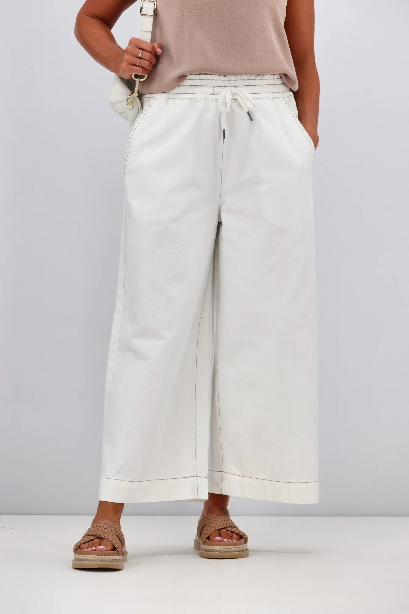 Elm Greta Wide Leg Pant White