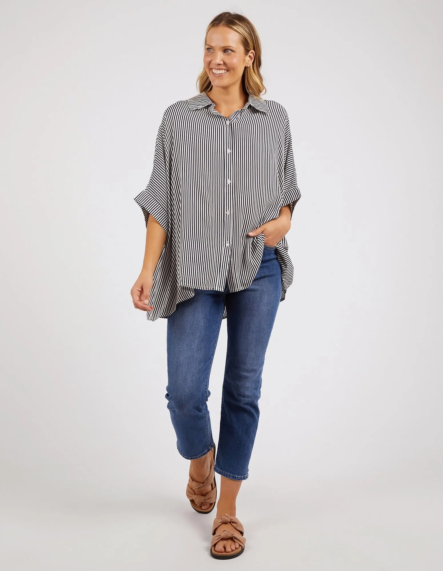 Elm Luna Shirt Navy/White Stripe