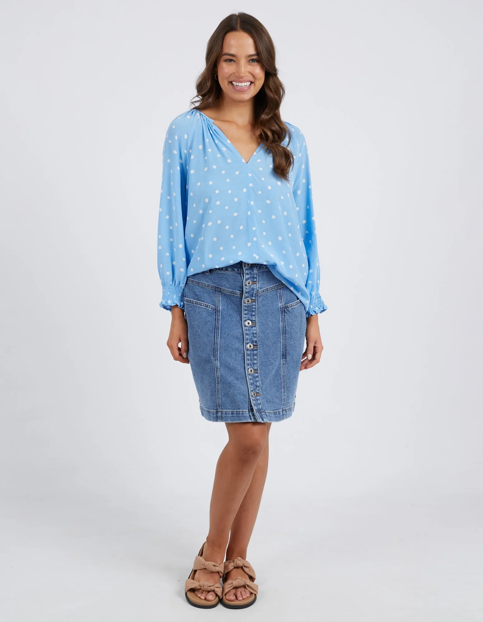 Elm Romy Spot Blouse Azure Blue Spot