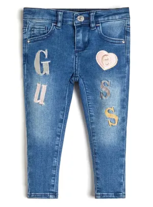 Embroidered Heart Denim Skinny Pants (2-7)