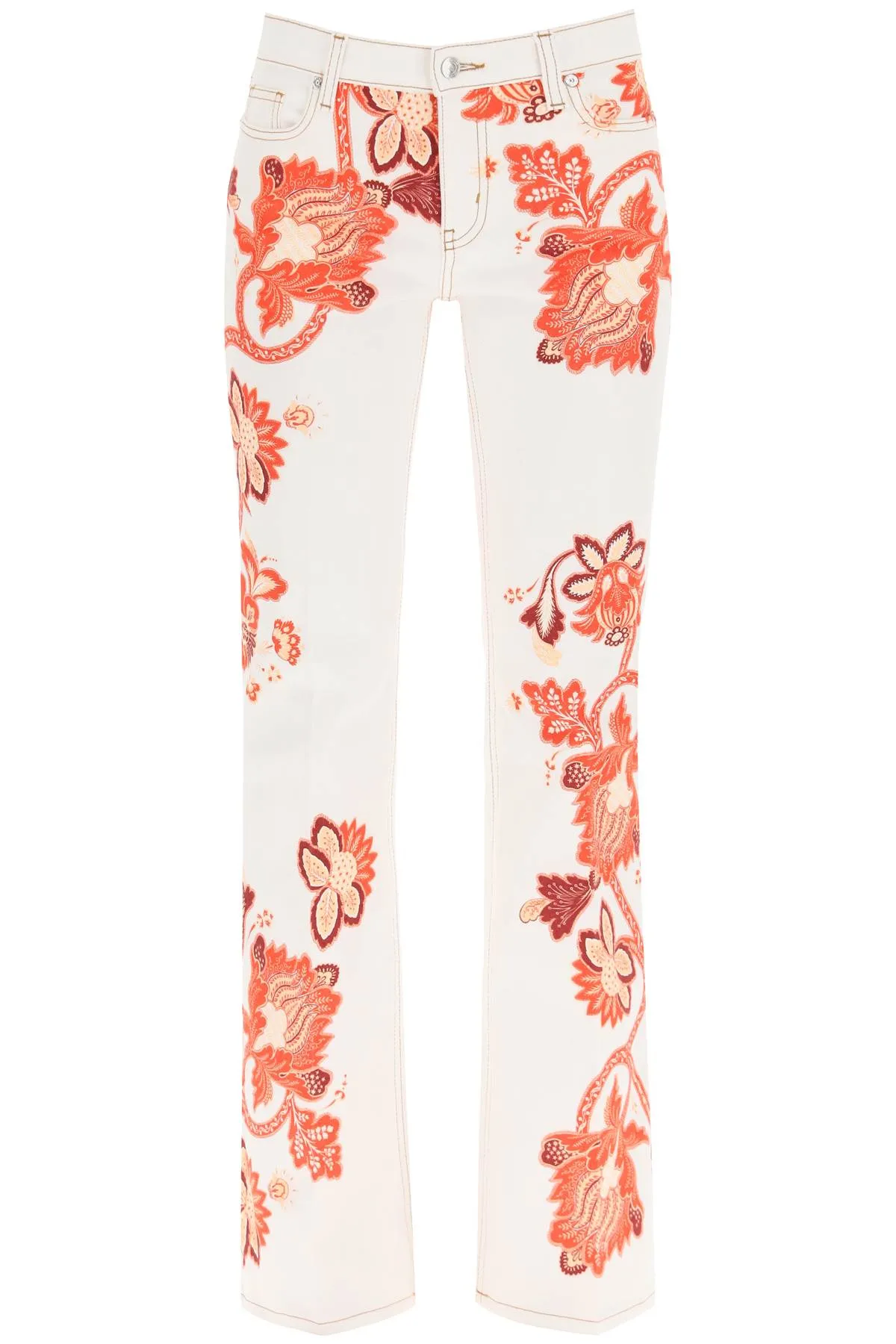 Etro Tree Of Life Printed Mid Rise Jeans