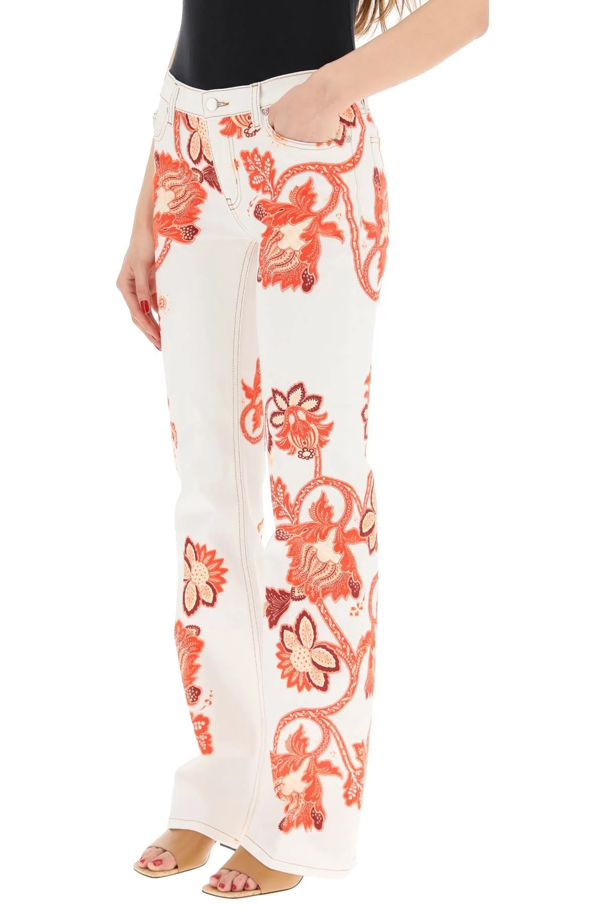 Etro Tree Of Life Printed Mid Rise Jeans