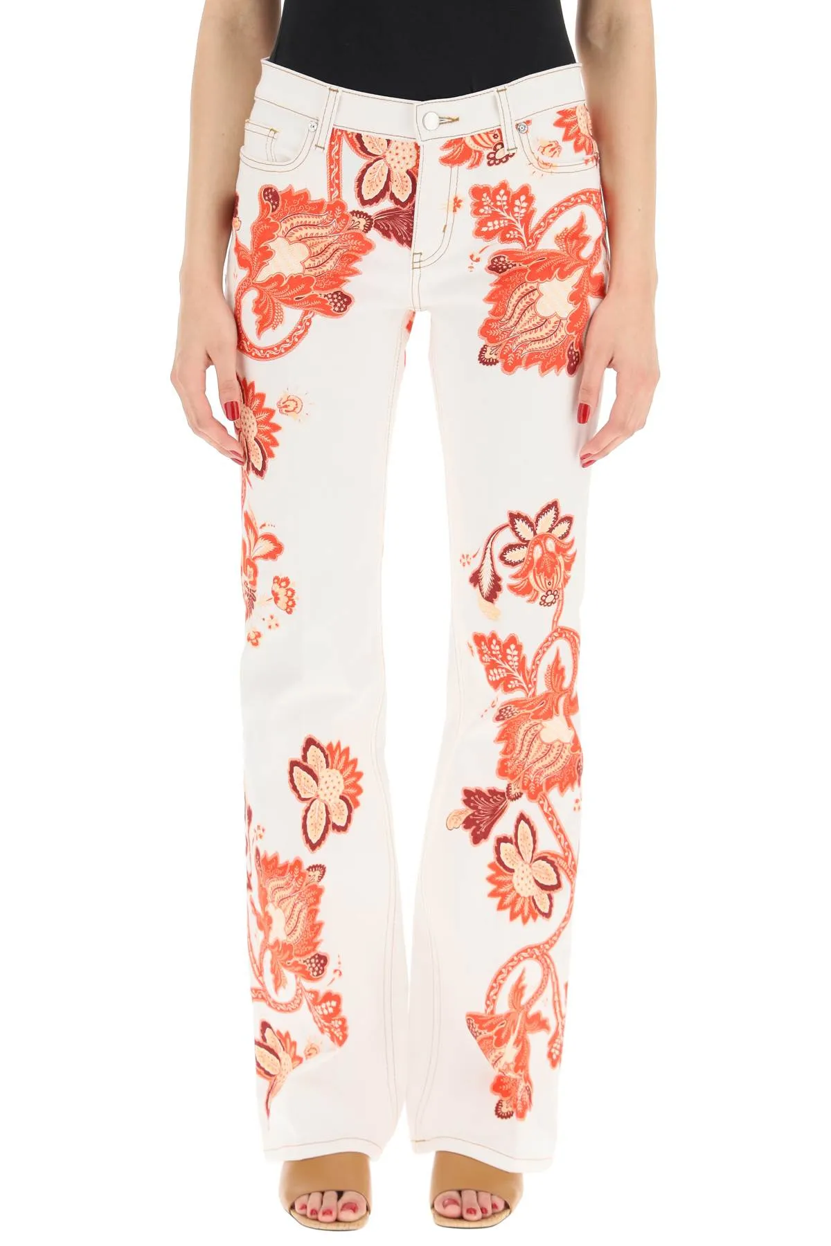 Etro Tree Of Life Printed Mid Rise Jeans