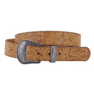 Floral Embossed Western Belt