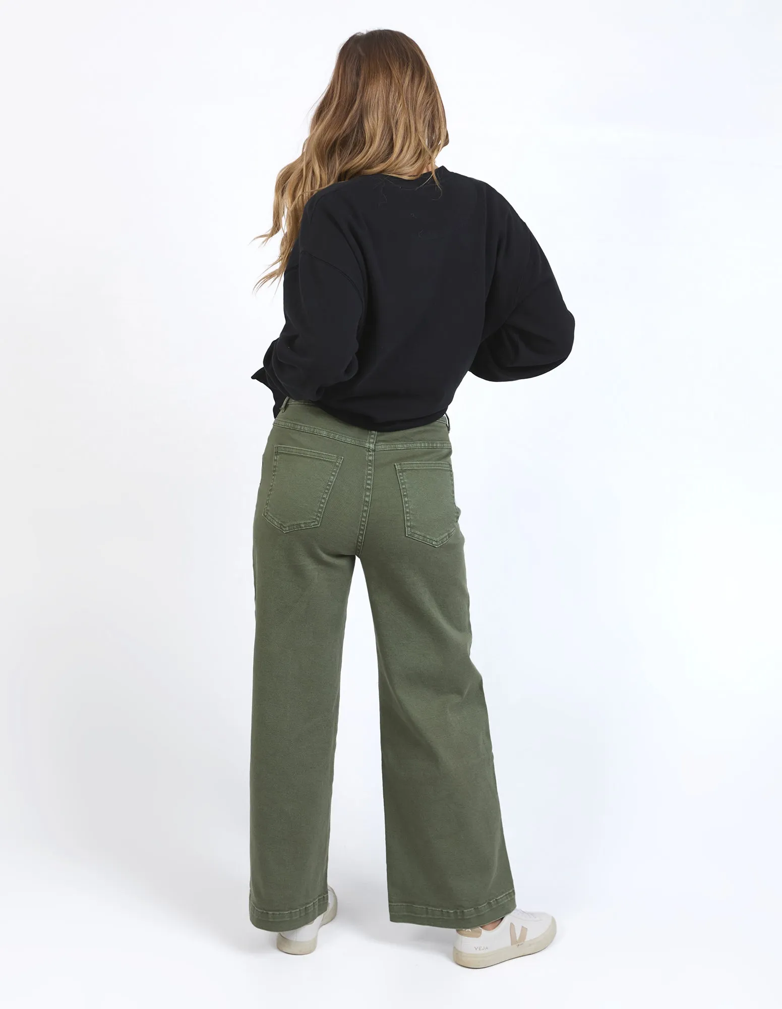 Foxwood Sarah Wide Leg Jean Washed Green
