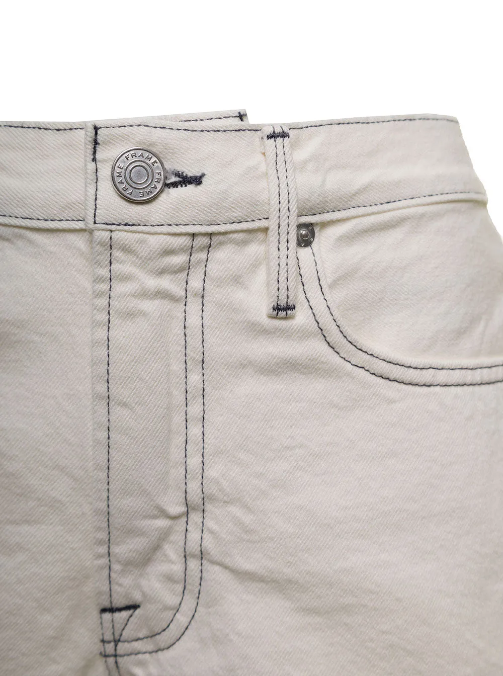 Frame High-Waist Frayed Edge Denim Shorts