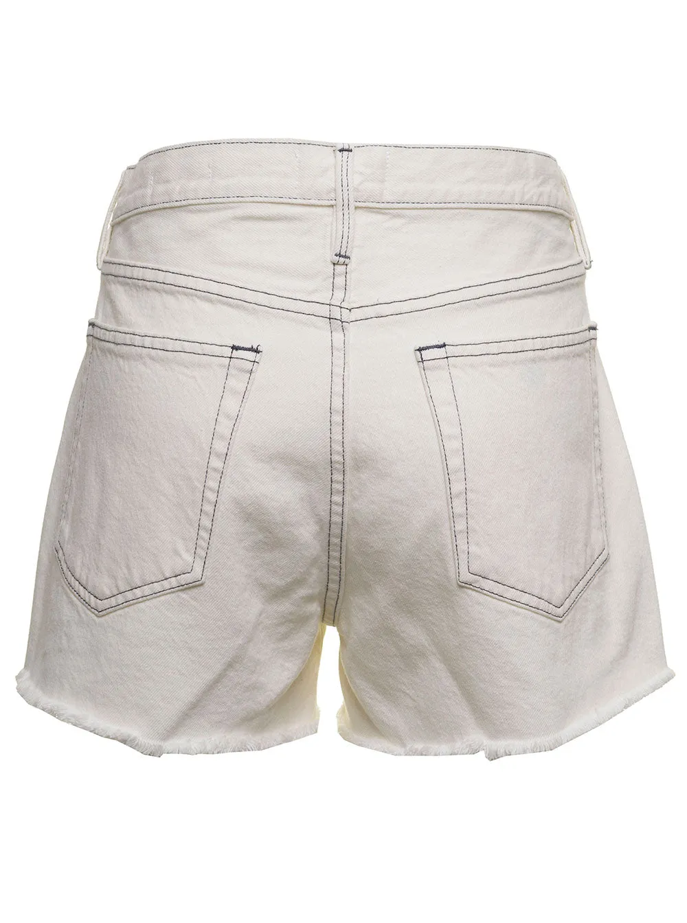 Frame High-Waist Frayed Edge Denim Shorts