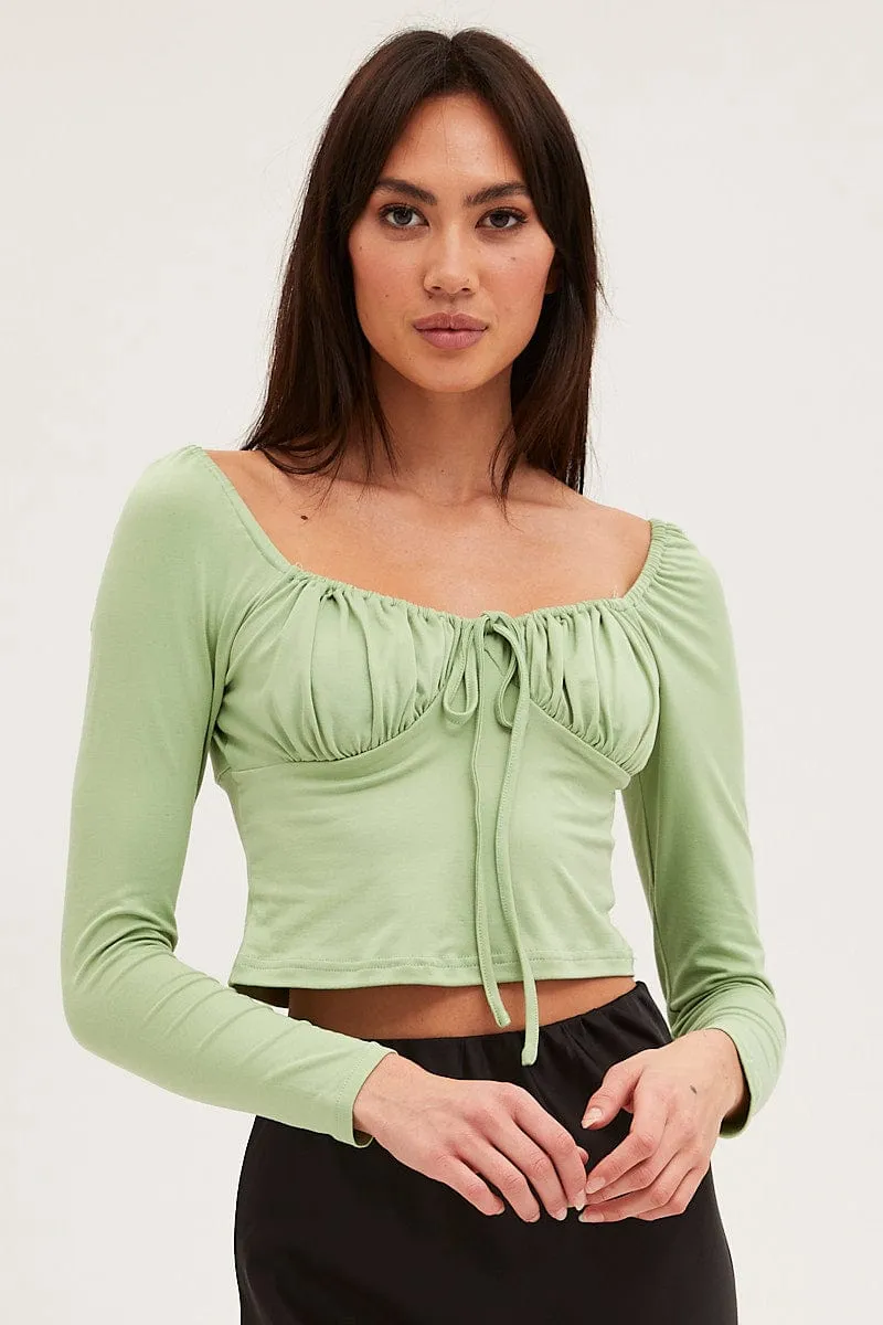 Green Bodice Top Long Sleeve