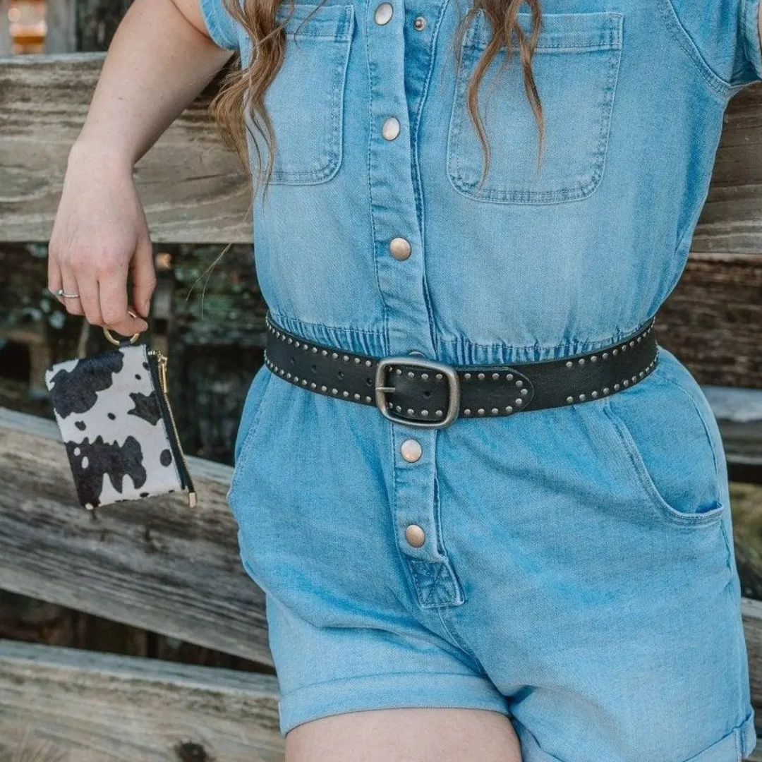 Grunge Stud Lined Leather Belt