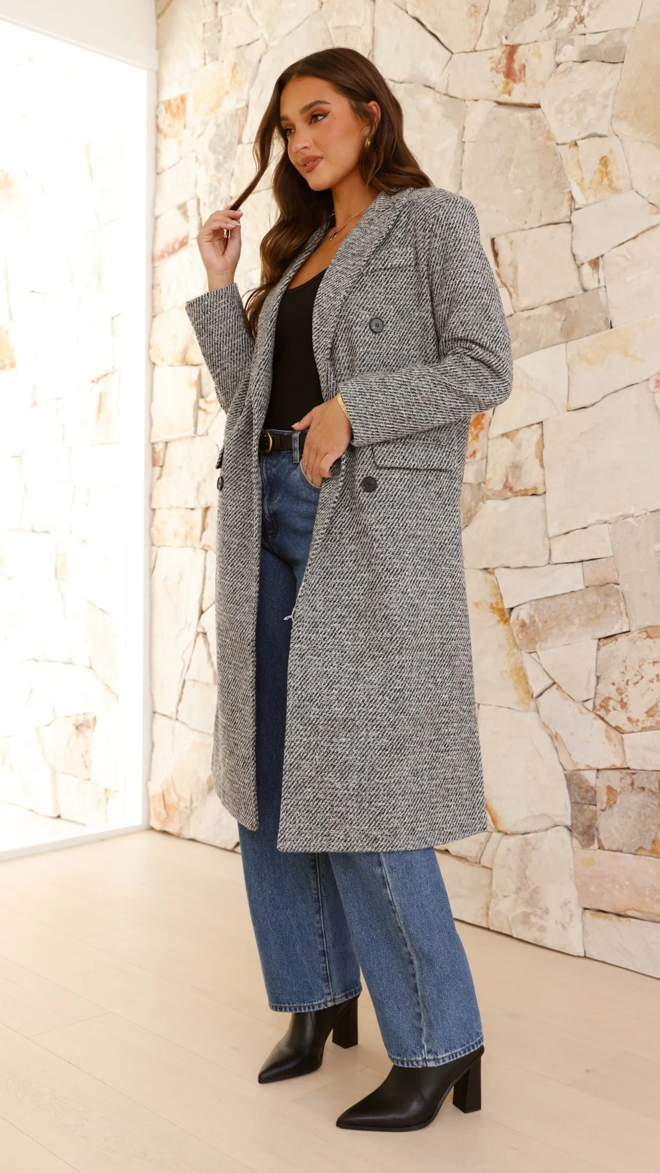 Jayla Longline Coat - Grey