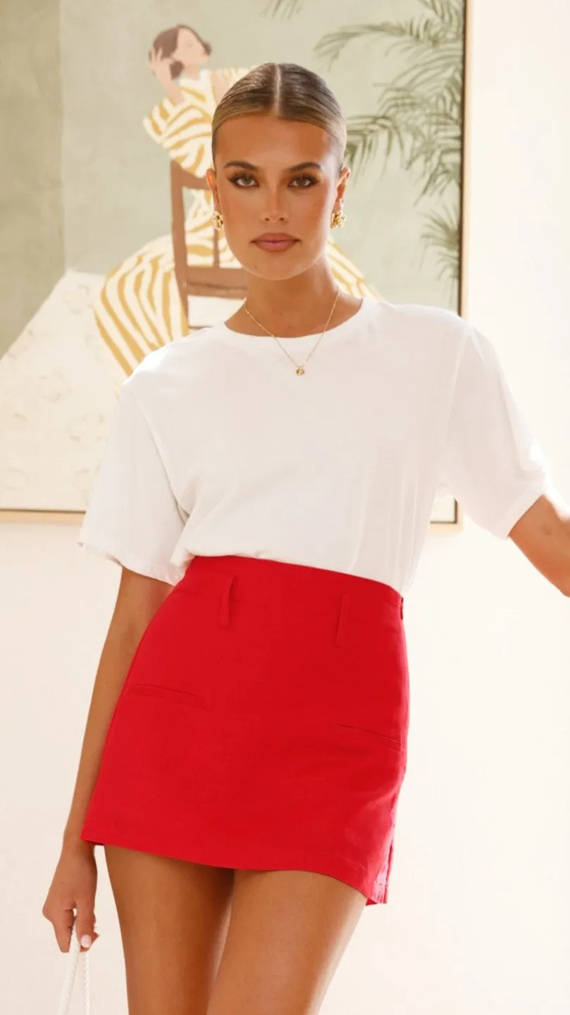 Jessica Skort - Red Linen Blend