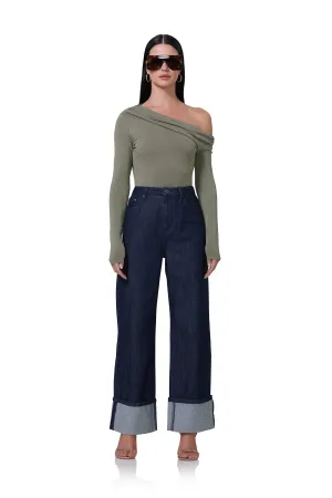 Kendall Wide Cuff Pant - Dark Rinse Wash