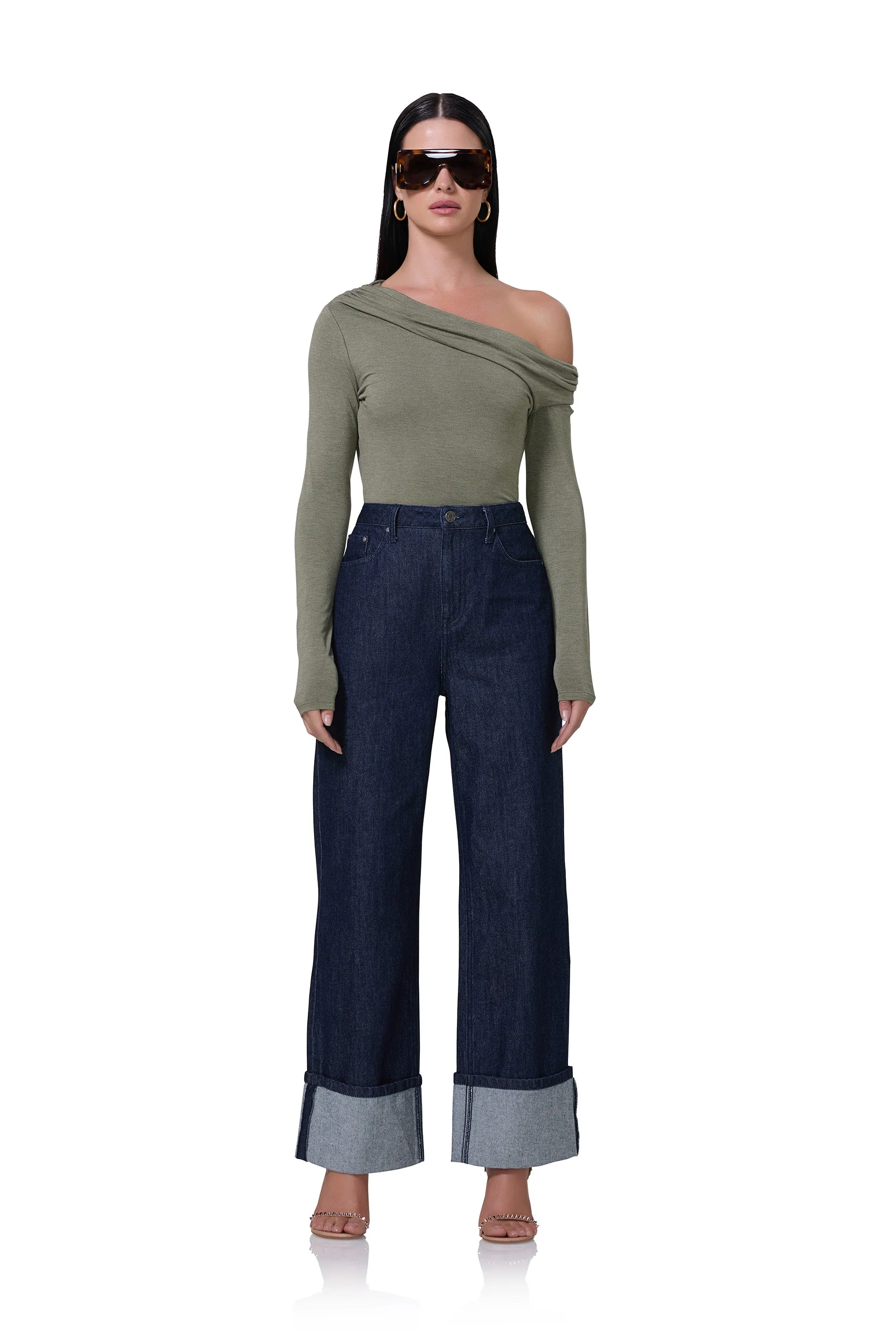 Kendall Wide Cuff Pant - Dark Rinse Wash