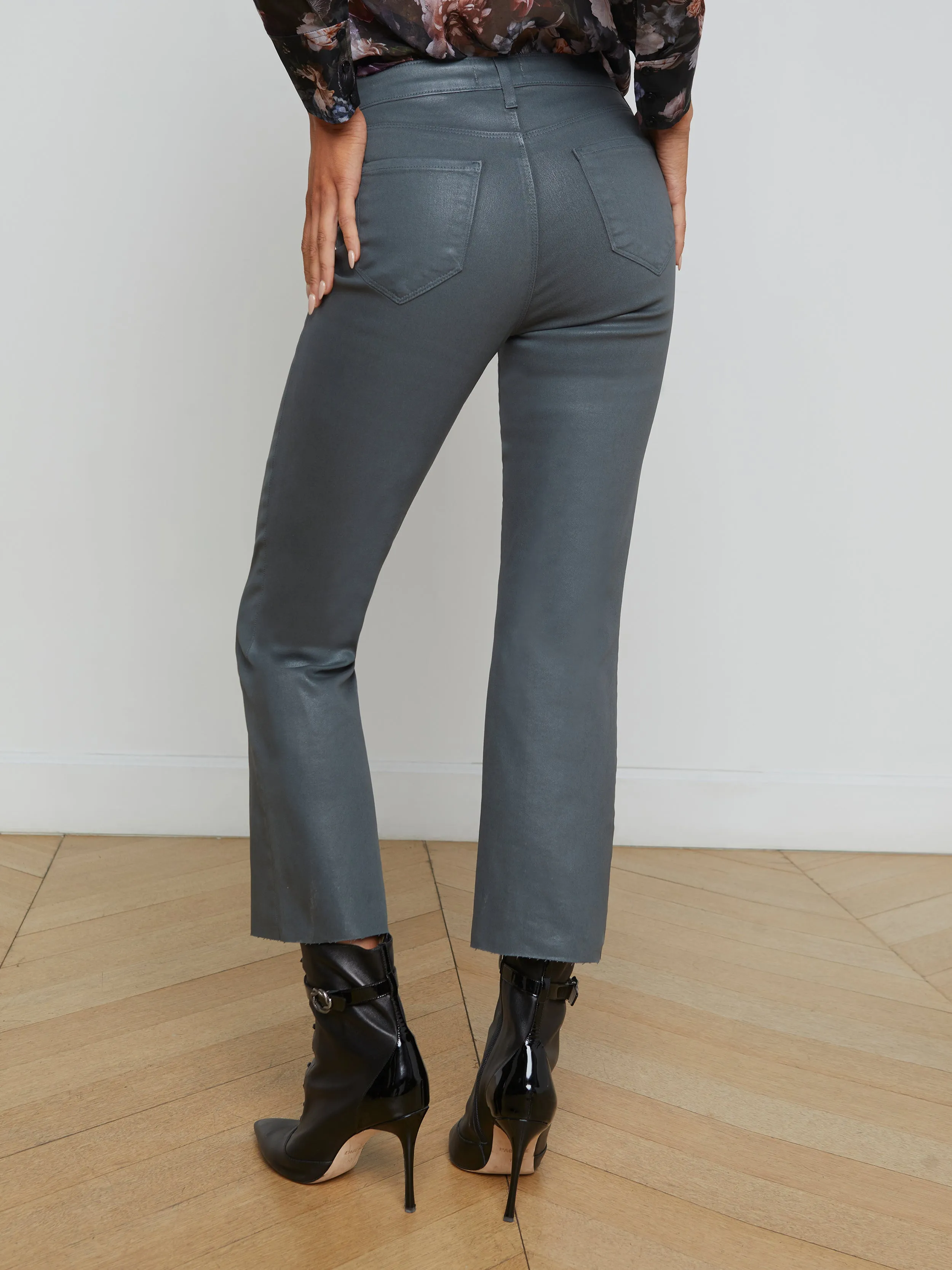 Kendra Coated Cropped Flare Jean