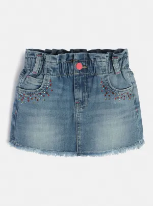 Light Wash Embellished Denim Skirt (2-7)
