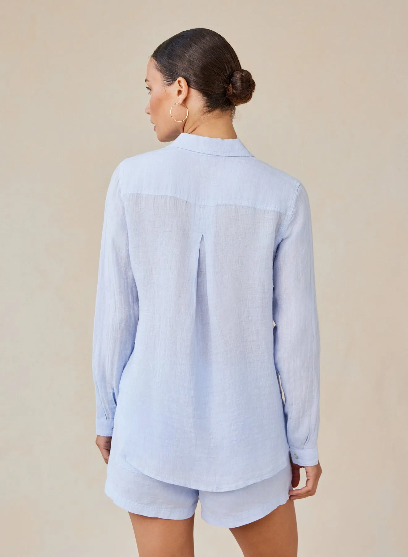 Linen Pocket Button Down - Perennial Blue