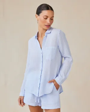 Linen Pocket Button Down - Perennial Blue