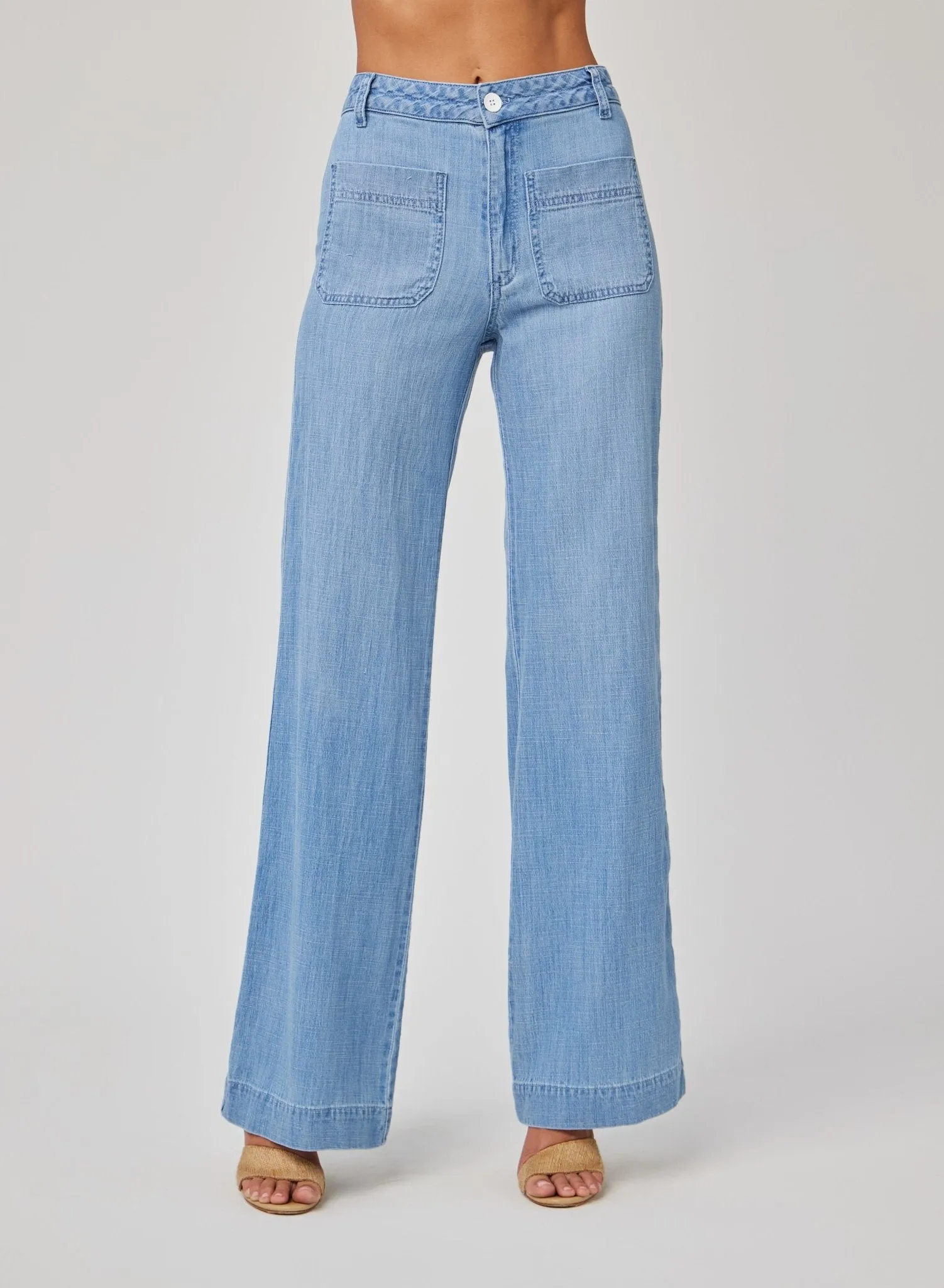 Lola Two Pocket Wide Leg - Sea Breeze Wash