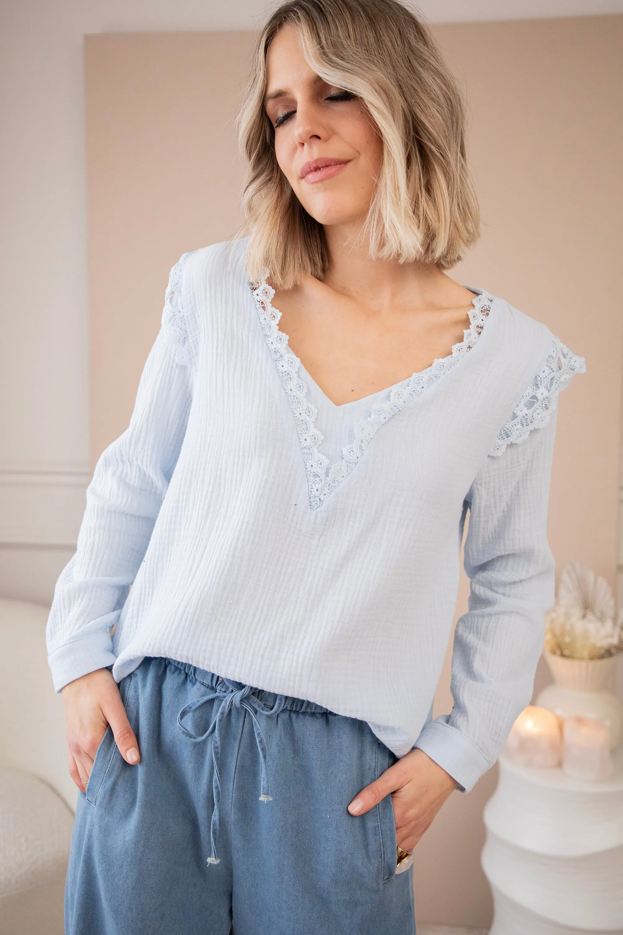 Love The Lace & Tetra Soft Blue - Blouse