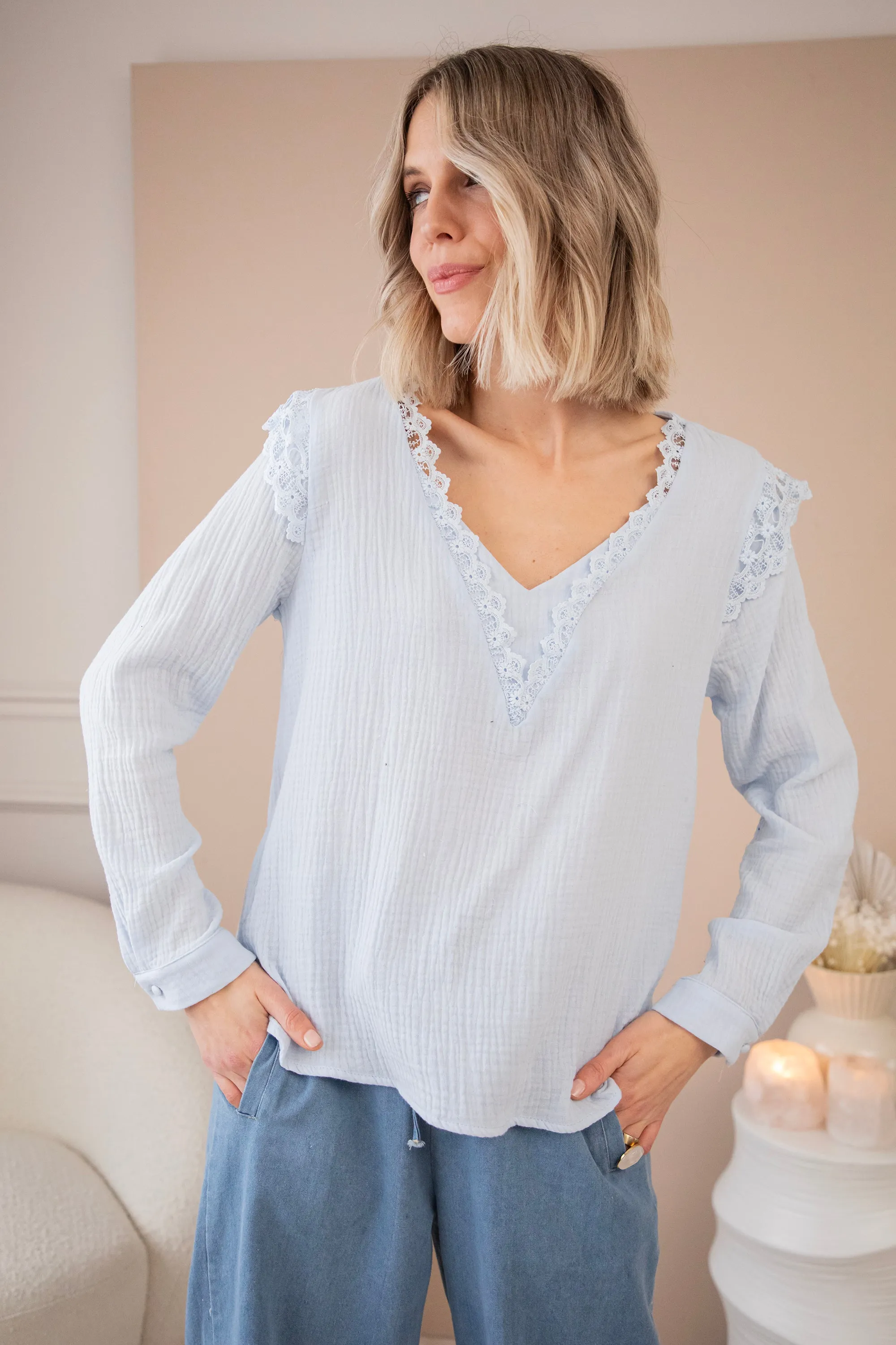 Love The Lace & Tetra Soft Blue - Blouse