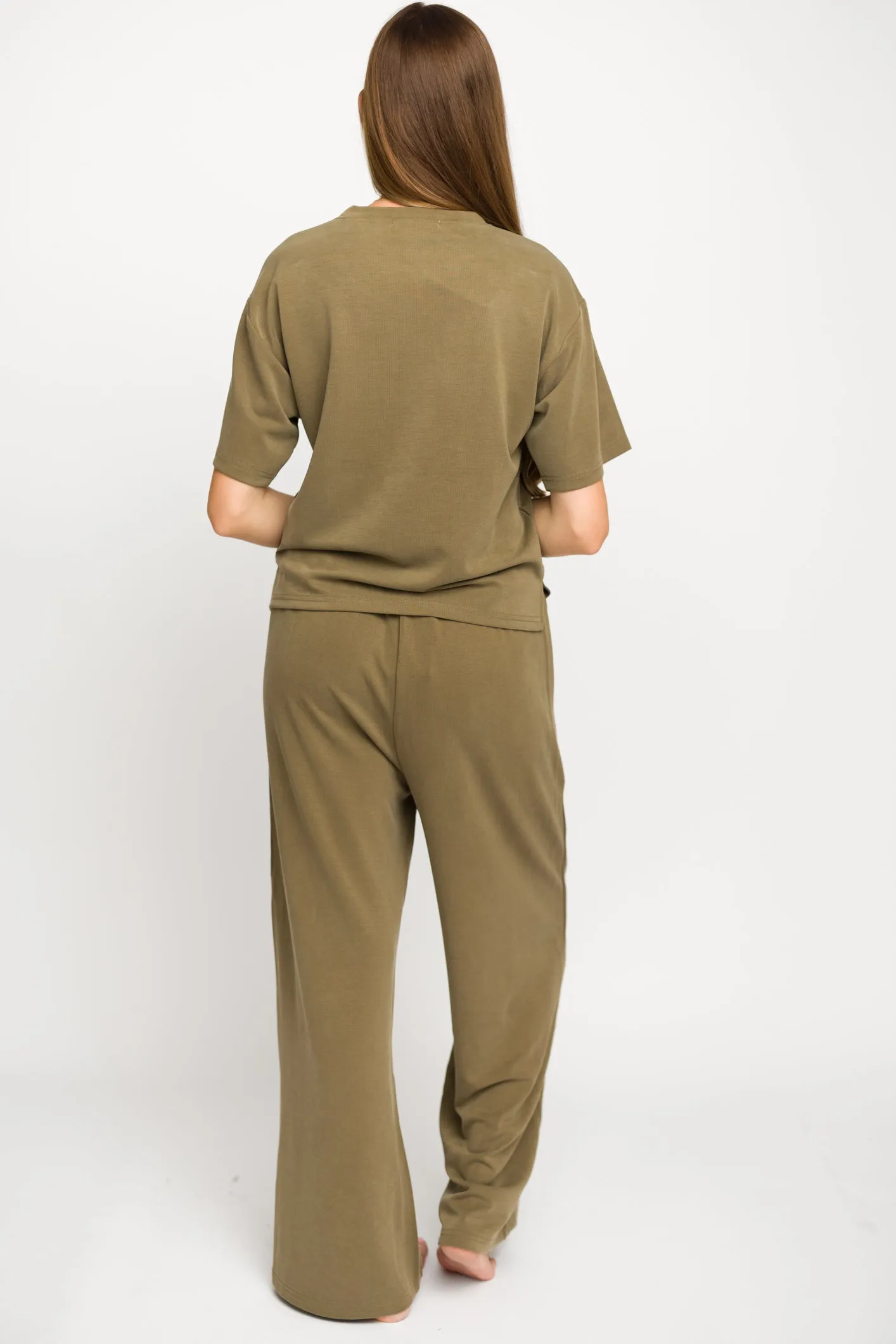 Macy Loose Fit T-Shirt and Wide Leg Pant Set in Sage