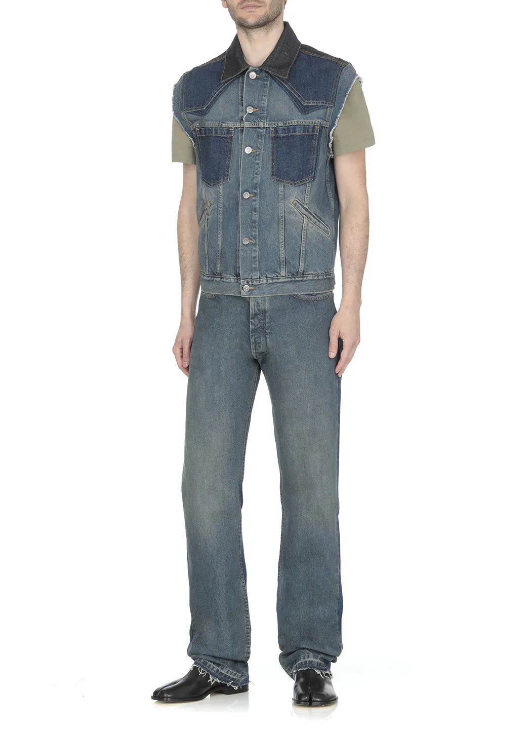 Maison Margiela Frayed Edge Sleeveless Denim Vest