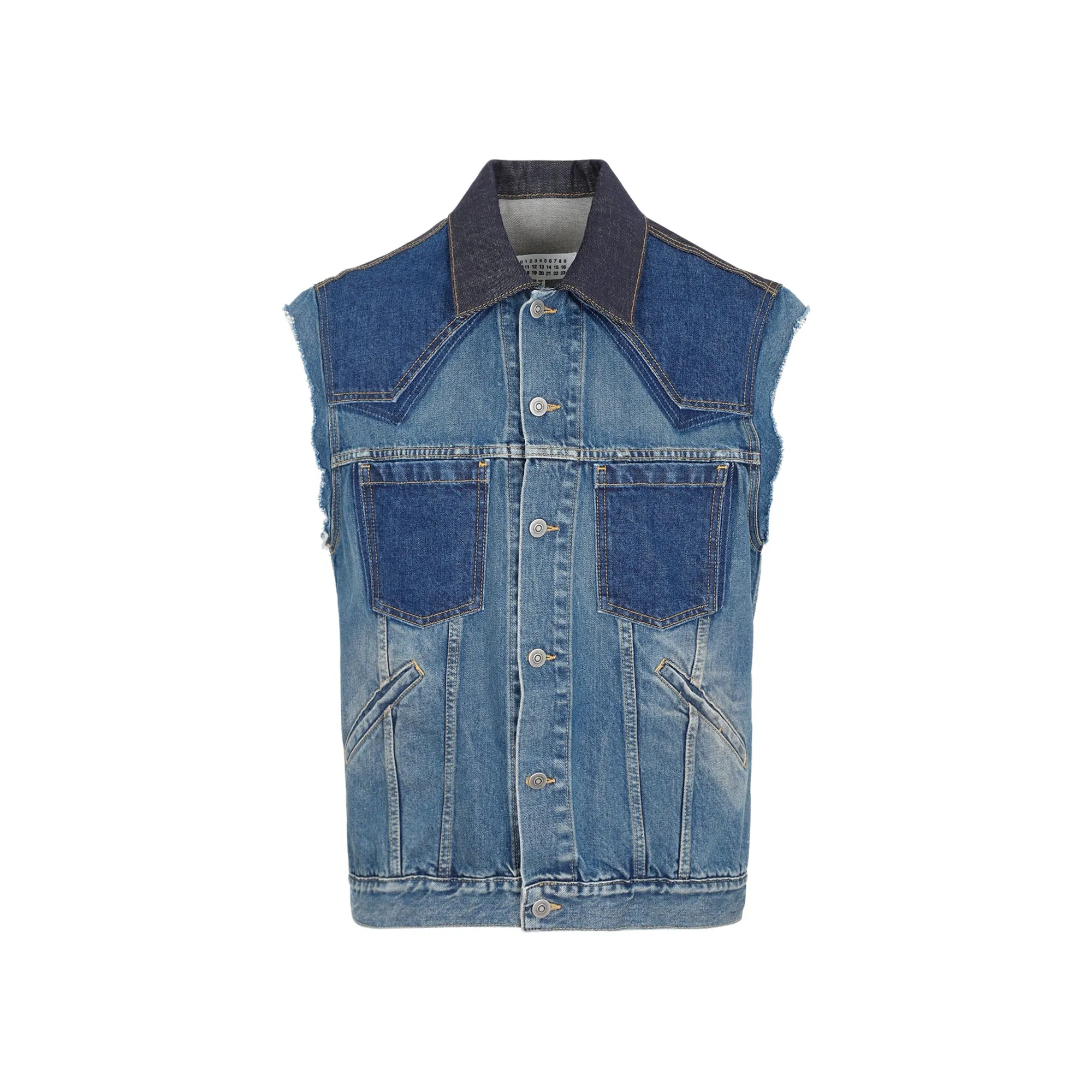 Maison Margiela Frayed Edge Sleeveless Denim Vest
