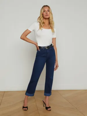 Maribel Cuffed Straight-Leg Jean