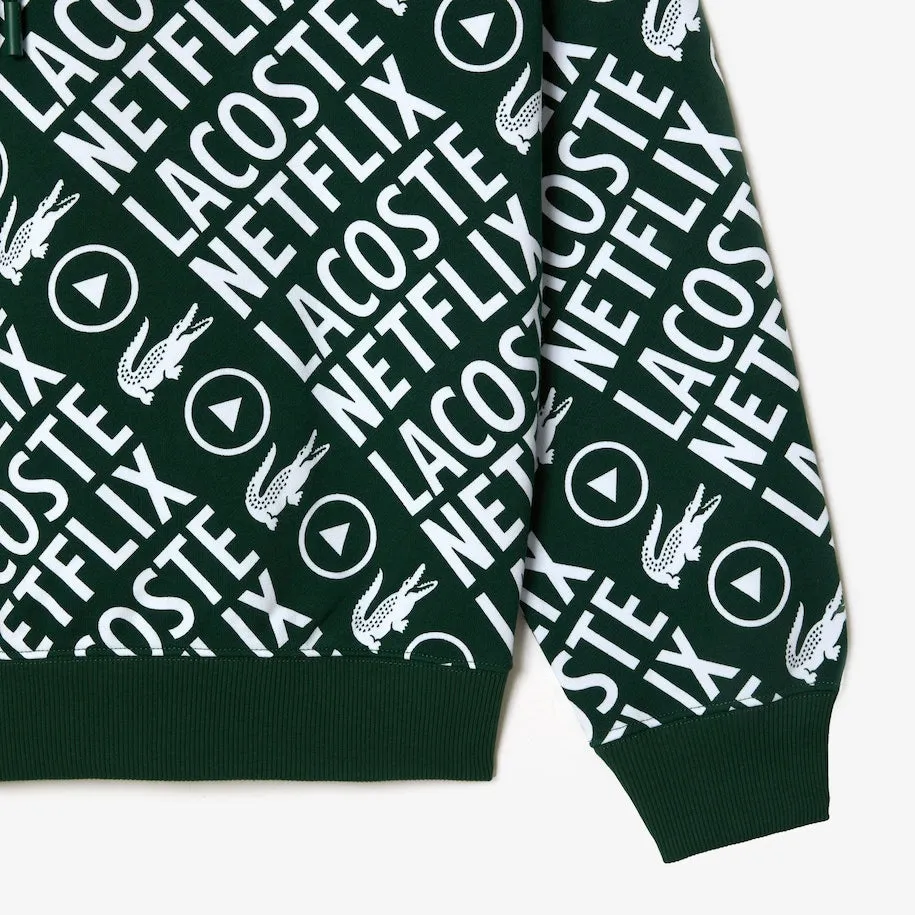 Men's Lacoste x Netflix Loose Fit Organic Cotton Sweatshirt Green/White