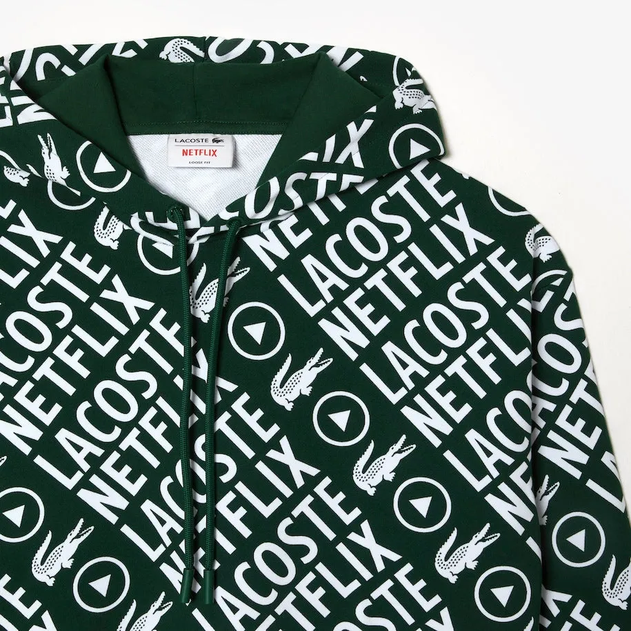 Men's Lacoste x Netflix Loose Fit Organic Cotton Sweatshirt Green/White